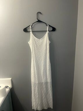 wild fable White Textured V-Neck Maxi Slip Dress